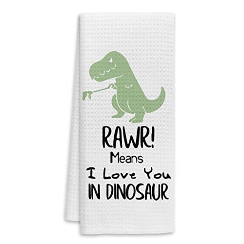 Rawr Means I Love You In Dinosaur Funny Kitchen Towels Dish Towels,Cartoon Green Dinosaur For Boys Bathroom,Boys Kids Girls Son Daughter Gifts #TOP12