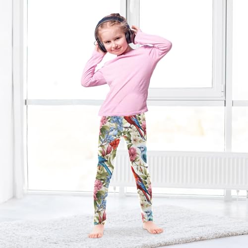 Kids High Waist Bird Spring Flower Leggings for Toddler Girls 4T 202b32384