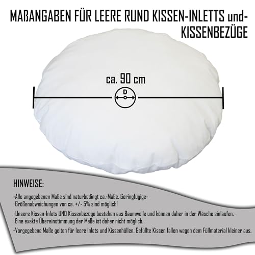 Nurtextil24 Kissenbezug Rund 80cm Ø Durchmesser Graubraun Reißverschluss Bodenkissen Sitzkissen Rundkissen Stuhlkissen 100% Baumwolle Bettkissen Sofakissen Kopfkissen Hülle Überzug