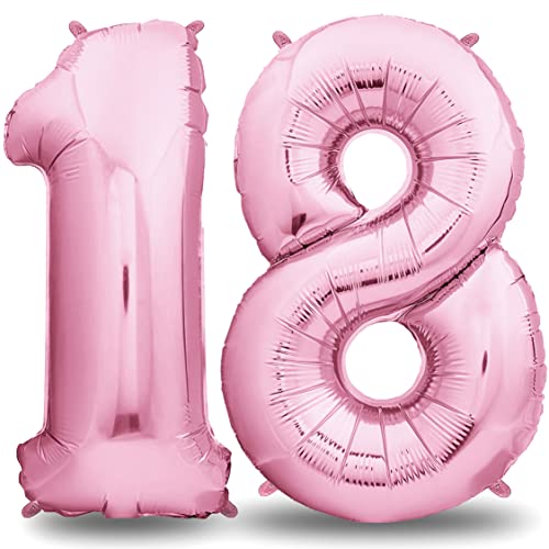Geburtstagsdeko Mädchen 18 Jahr XXL - 18 Geburtstag Deko Rosa 101CM - Deko 18 Geburtstag Mädchen - Luftballon 18. Geburtstag Mädchen - Geburtstag Zahlen Luftballon - Folienballon 18 Geburtstag Helium Cover