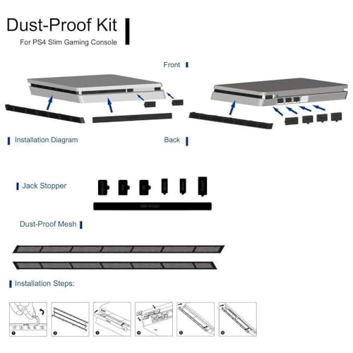 Kit de capa para PS4 Slim à prova de poeira, kit de estojo de filtro de tela para Sony PlayStation 4