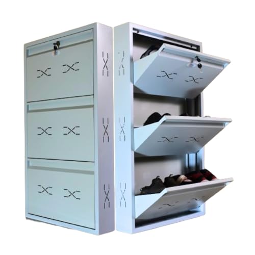 Image of I Metal Shoe Rack I Slim and Wall Mounted I 3 Shelves (Ivory Colour) I Coad LC 2M-03 IV I Height 43 Inches, Width 24 Inches, Depth 5.5 Inches I 3 Years Warranty.