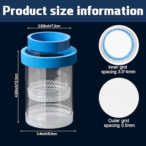 Beeveer 2 Pcs Breeder Box for Fish Tank Aquarium Breeder Separation Net Breeding Box with Suction Cup for Small Fish Shrimp Clownfish Guppy(Blue,M)