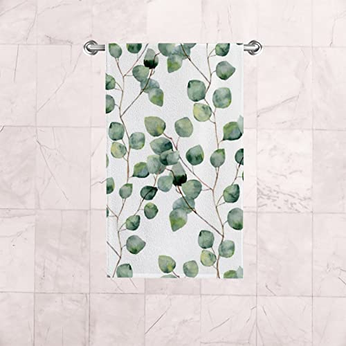 Topcarpenter Eucalyptus Leaves Hand Towels For Bathroom Watercolor Green Floral Hand Towels Set Of 2 Bathroom Kitchen Decor Soft Quick Dry Super Absorbent 30 X 15 Inch #TOP5
