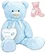 BRUBAKER Ours en Peluche XXL 100 cm avec Cœur Hello Baby - Cadeau de Naissance pour Les Garçons Nouveau-Nées - Bleu Clair