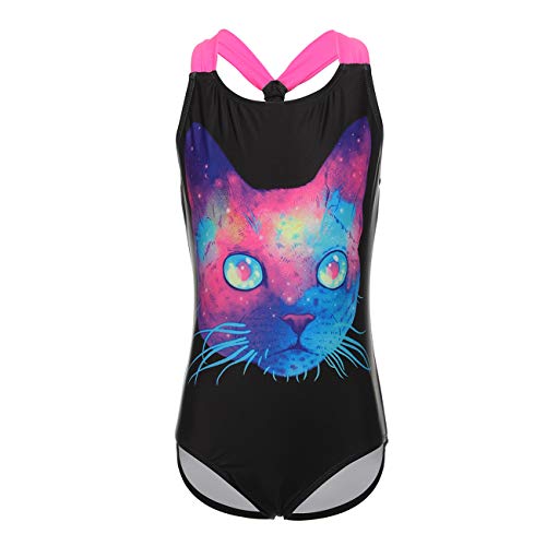 Dayu Girls Race Back Bathing Suits One Piece Swimsuit Animal Print Swimwear, Size 4-14