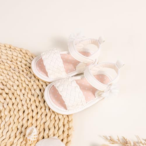 Image of Babelvit Infant Baby Girl Boy Sandals Comfort Premium Summer Outdoor Casual Beach Shoes with Flower Bowknot Anti Slip Rubber Sole Newborn Toddler Prewalker First Walking Shoes