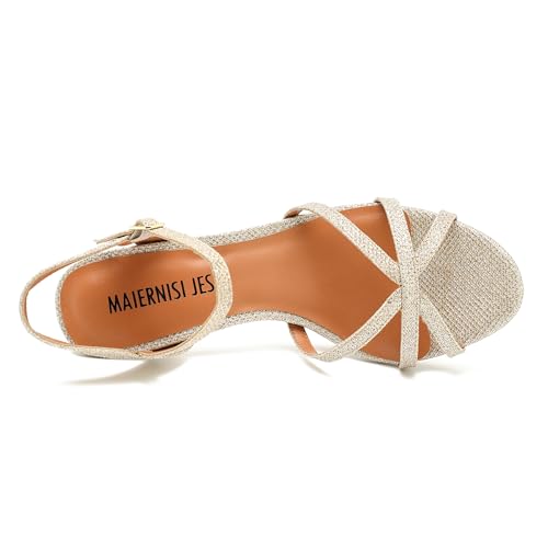 Image of MAIERNISI JESSI Unisex Men's Women's Strappy Sandals, Kitten Heel, Slingback, Open Toe, Dress Shoes