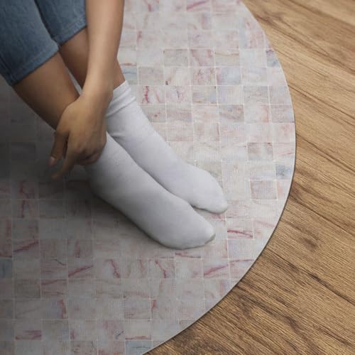 Tapis vinyle durable et élégant motif mosaïque en pierre fine de sol rond - 5