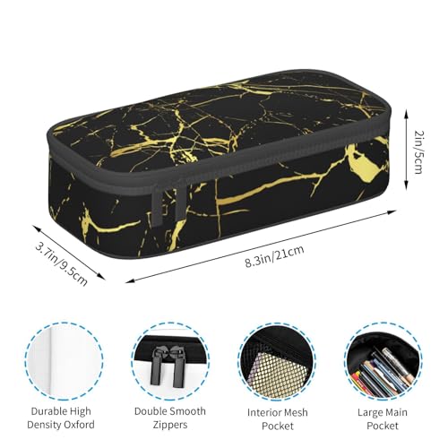 Image of Gold Black Marble Pencil Case Organizer Big Capacity Pencil Pouch Stationery With Zipper School Supplies Pencil Bag For Girls Boys Office