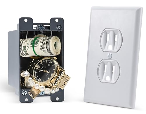 Electrical Outlet Hidden Wall Safe (Simple Install, Magnetically Attaches For Easy Use) Hiding Places for Valuables | Hide in Plain Sight Key Money Jewelry Storage Cash Holder Safes Outlet Safe Box