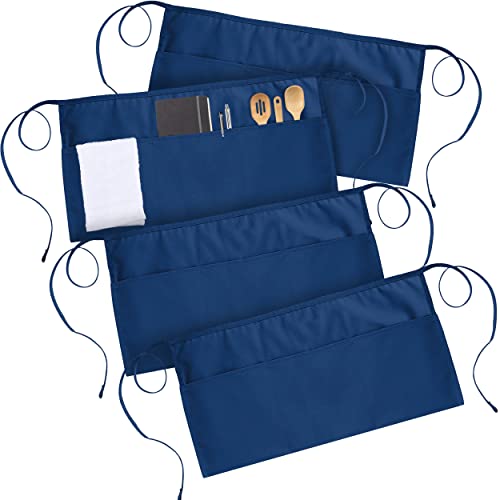 Utopia Wear 3 Pocket Waist Apron [Pack Of 4], Server Waitress Short Apron For Men Women, Kitchen, Restaurant And Crafting (Blue) #TOP17