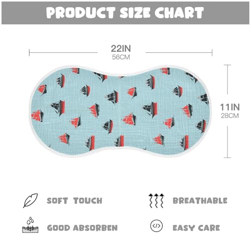J JOYSAY Cruise Ship Teal Baby Burp Cloths for Boys Girls Large 22''x11'' Cotton 4 Layer Newborn Must-Have Essential for Spit Up one sizex12