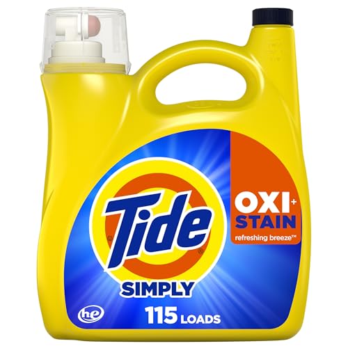 Tide Simply Oxi Boost + Ultra Stain Release, 162 fl oz, 115 Loads, Tough on Stains, Whitens, Brightens, Refreshing Breeze Scent