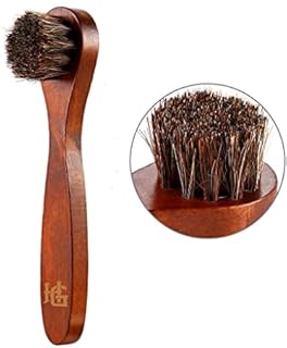 Homiegear Polishing Horsehair Shoe Brush, 100% Soft Horse Hair Bristles, Unique Concave Design, Wood Handle with Comfortable Grip, Anti Slip - for All Fabrics