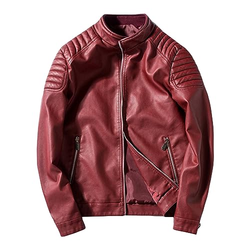 Veste de moto col ras du cou manteau entièrement zippé pour hommes