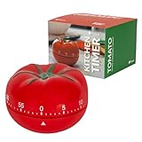 Fisura - Temporizador de Cocina Original con Forma de Tomate. Minutero de Cocina analógico de 60 Minutos. Cuenta atrás para niños. Temporizador método Pomodoro.