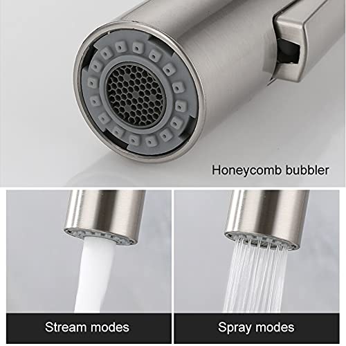 Grifo monomando de níquel cepillado para fregadero con ducha extraíble 4