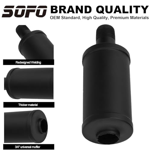 SOFO Upgrade Exhaust Muffler Silencer - for Predator 212cc 196cc w/Heat Shield for Coleman CT200u BT200X KT196 Baja MB200 6.5hp GX160 Engine for Mini Bike ATV Go karts Thickened Performance Parts