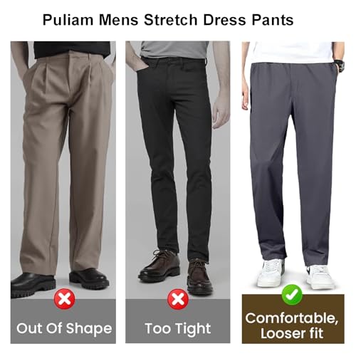 LOSD Upgraded Puliam Mens Stretch Dress Pants Slim Fit Casual, Easetactic - Flex Zipper-Pocket Durable Pants, Relaxed Fit2