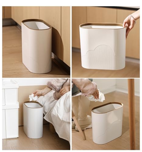 Caneca de basura plástica slim blanca para hogar miniatura 6
