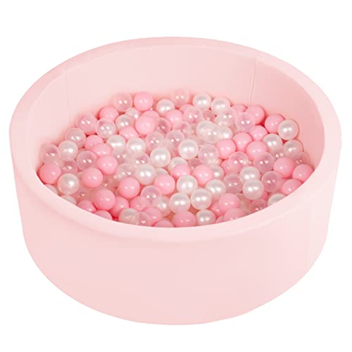Selonis Blanda Piscina De Espuma 90X30cm/200 Bolas para Bebé Niño Redonda, Rosa:Rosa...