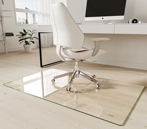 Koonmi Tempered Glass Chair Mat 30'x48' - Premium Office Chair Mat for Hardwood Floors & Low-Pile...