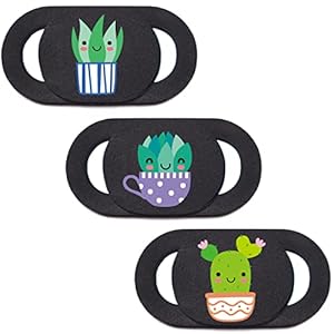 Laptop Camera Cover Slide Webcam Cover for Privacy Fits for Mini PC, PC, Surface, Tablet, Desktop Computer, Smart Phone – 3 Packs, Plants