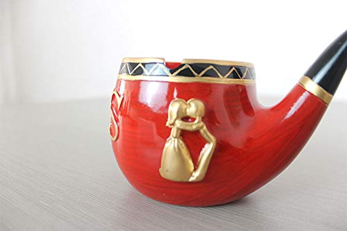 Creative Ashtray Smoking Ash Tray Gold Torch Retro Resin Pipe Home Decorations Send Boyfriend Birthday Gift 17 8.5 9.5Cm #TOP2