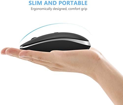 Wireless Bluetooth Mouse, Multi Device 2.4G USB & Bluetooth 4.0 Mouse, 1000-1600-2400 Adjustable DPI, Optical Silent Mice for ipad Mac Computer Laptop PC Tablet, Black and Silver