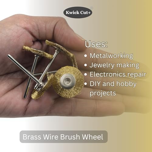 Image of Mini Brass Wire Brush Wheel Dia 25mm Shank 3mm 5 pcs Shank for Drill & Rotary Tool - Rust Removal, Metal Polishing, Cleaning - Compatible with Dremel Tools