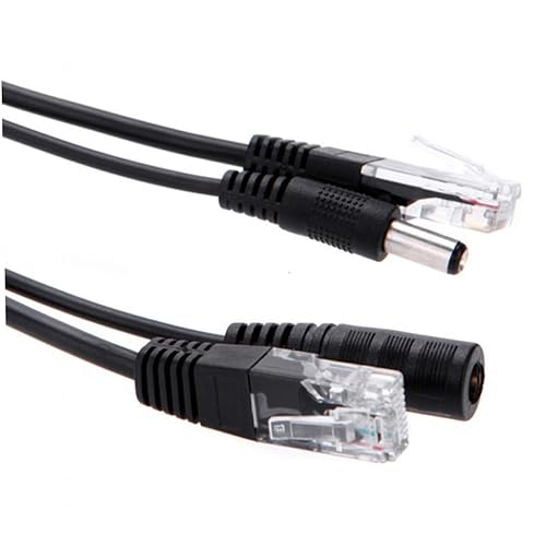 ARTIBETTER 2pcs Cable Splitter Poe Conector DC Jack Negro para Routers y Cámaras de Seguridad WLAN miniatura 3