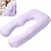 Littlegrass Total Body Pillow CASE 55"x31" ——100% Cotton U Shape Pregnancy/Maternity Body Pillowcase Replacement Cover with Zipper Purple-Fit 55x31 inch