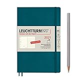 LEUCHTTURM1917 Wochenkalender & Notizbuch 2021 Softcover Paperback (B6), 12 Monate, Pacific Green, Deutsch
