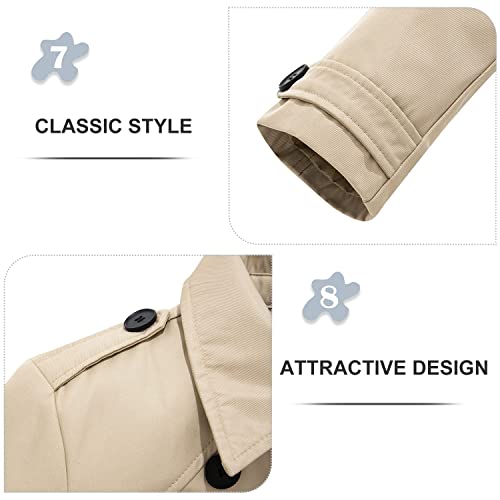FARVALUE Women's Waterproof Trench Coat Double Breasted Windbreaker Classic Belted Lapel Overcoat with Removable Hood Khaki 3X-Large