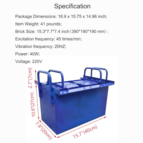 INTBUYING Concrete Brick Making Machine, Manual Hollow Soil Block Brick Forming Machine 220V, Brick Size 15.3X7.7X7.4inch（390x190x190mm） - Thumbnail 2