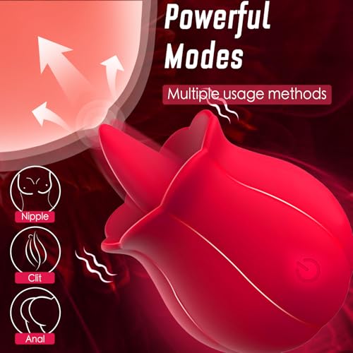 Image of Yume Sex Toys for Women, Rose Toy Vibrator with Licking Motion, Red | Flexible tongue motion and vibrating petals create layered external stimulation in a compact, easy-to-guide design.