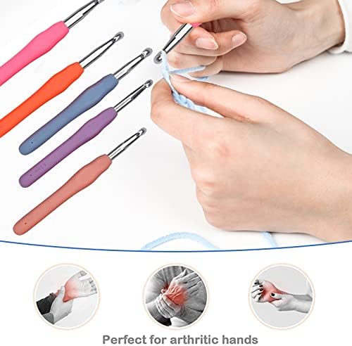 Crochet Hooks Set, Size 6.5mm 7.0mm 8.0mm 9.0mm 10.0mm Soft Handles Large Crochet Hooks with Needles and Stitch Markers (17)