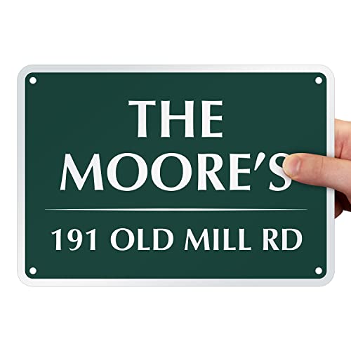 SmartSign 7 x 10 inch Custom Home Address Sign - Add Name, House Number, Street Name (Rectangular Design), 40 mil Reflective Rustproof Aluminum With UV-Proof Overcoat, Choose Color, Made in USA