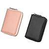 Alfven Porte-Cartes en Cuir, 2 pièces Porte-Cartes de Visite en Cuir pour 20 Cartes Porte-Cartes de crédit Porte-Cartes de crédit Portefeuilles Portefeuille avec Fermeture éclair (Noir, Rose)