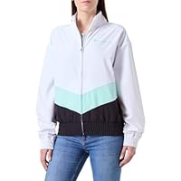 Champion Legacy American Summer W-WR Polyester Stretch Small Script Logo Full-Zip Veste de Sport, Blanc/Bleu Pastel, M Women's
