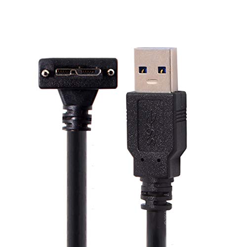 CY Micro USB Screw Mount to USB 3.0 Data Cable for Point Grey Chameleon Camera 3m 90 Degree Down Angled, 3.0M