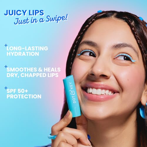 Image of Dot & Key Barrier Repair Hydrating Lip Balm SPF 50 | Blueberry Bliss | Repairs Damaged Lip Barrier | Non Tinted | 4.5 gm