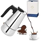 Für alle Kochgeschirre geeignet: Die Espressokanne kann auf allen Kochgeschirren verwendet werden, auch auf Induktionsherden, so dass Sie damit bei den meisten Gelegenheiten eine Tasse Kaffee zubereiten können.