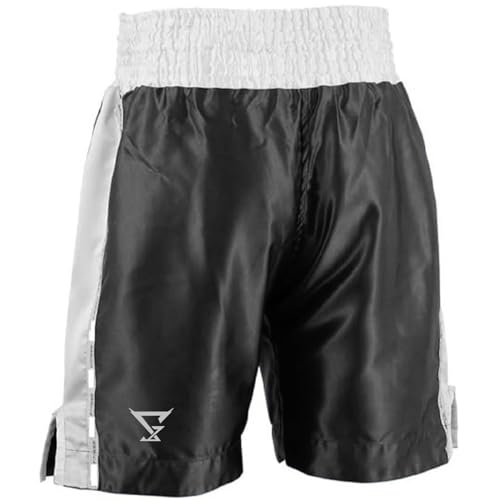 Soodie&Zuzu's - Soodie&Zuzu's Mens Shorts MMA Boxing Cage Fight Mixed Martial Arts Men's Shorts Elastic Waist Boxer Shorts Men Sports Running Athletic Gym Trunks Men (L, Black)
