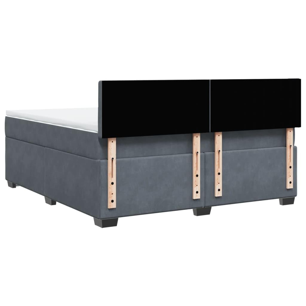 vidaXL Boxspringbett, Polsterbett Bett mit Matratze Matratzenauflage, Bettgestell mit Kopfteil Lattenrost, Doppelbett für Schlafzimmer, Dunkelgrau 180x200cm Samt