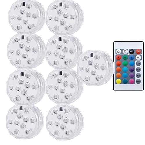 MXITA Luces LED sumergibles actualizadas con luz de Piscina subacuática remota IP68 ventosas 10 lámpara LED Brillante RGB for Estanque/Piscina/Acuario (Color : 1 Controller 10 Lamp)