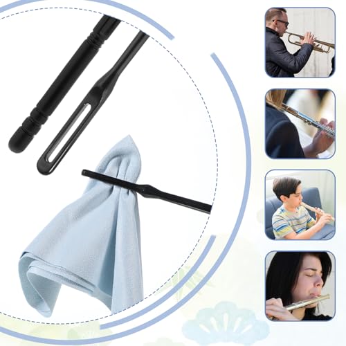 image for Qulkws 2Pcs Flute Cleaning Rods with 6Pcs Flutes Cleanings Cloth Swabs