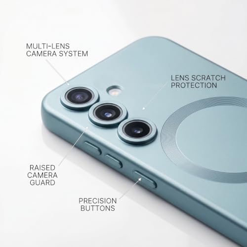 Image of amazon basics Premium Mag-Safe Case for Samsung Galaxy A54 5G | Shockproof & Anti-Scratch Cover | Soft Silicone with Wireless Charging | Camera Lens Guard - Blue