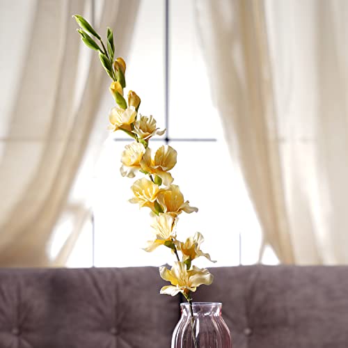 Image of PURE HOME + LIVING Yellow Gladiolus Faux Flower Stem (Made of Plastic, Wire and Fabric) Fake Flowers for Home Garden Party Wedding Decoration(Height-80CM)